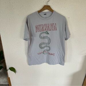 Nirvana Graphic T-Shirt “Serve The Servants” grey size L/XL Concert Snake Tee